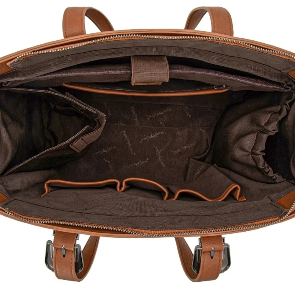 Cowhide Western-Style Shoulder Bag in Brown and White - Picture 5 of 6